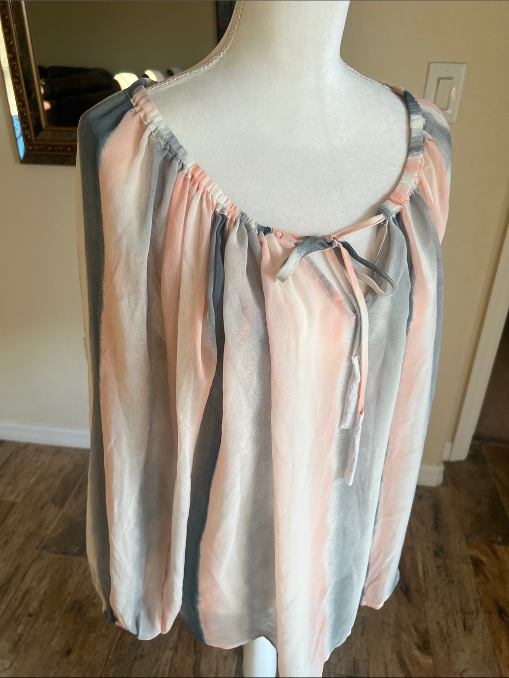lovestitch Pastel Striped Sheer Blouse in Soft Blue and Pink - Picture 4 of 13